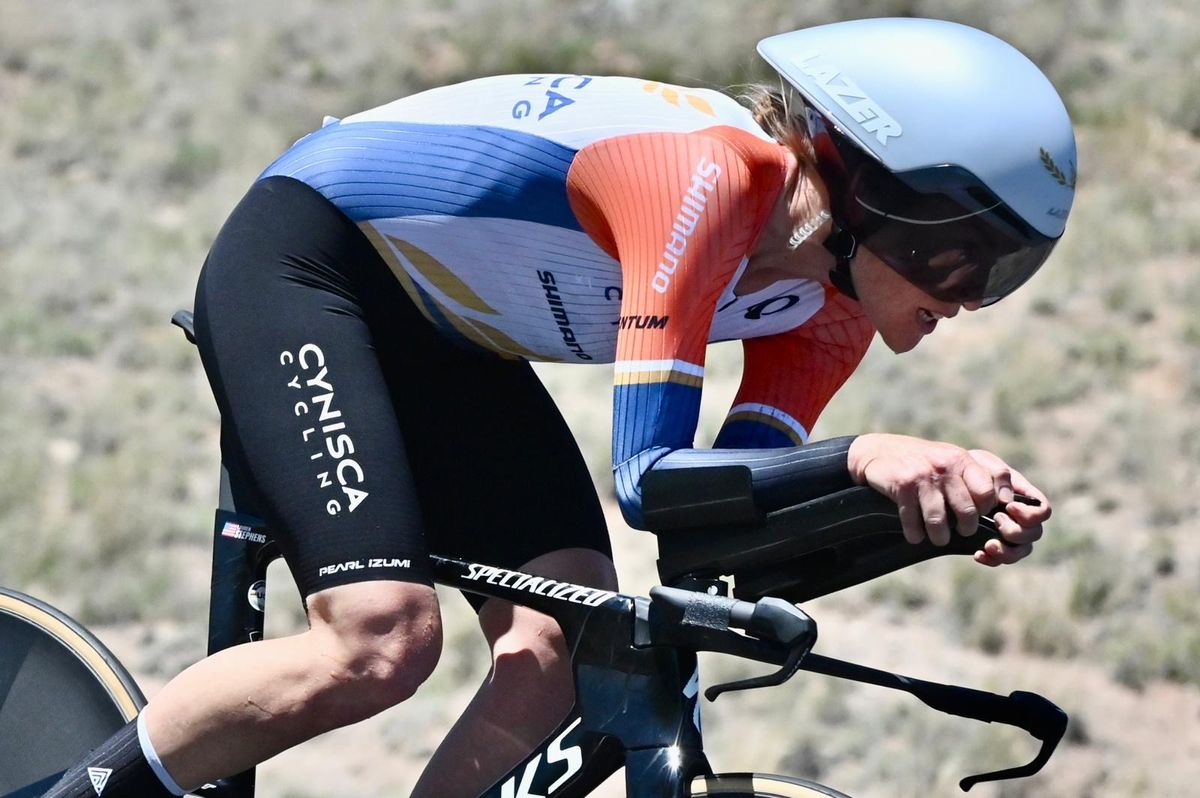 Lauren Stephens in the time trial at the Tour of the Gila