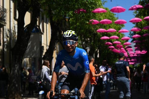 Nairo Quintana (Movistar) was all smiles at the start of stage 9 in Avezzano