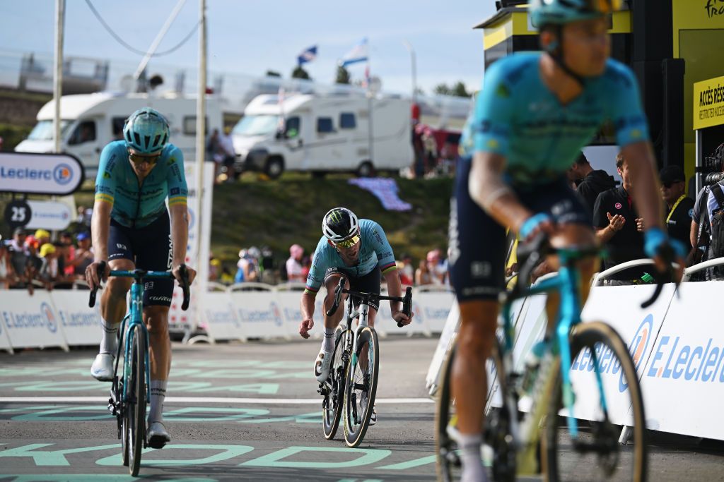 Mark Cavendish and his Astana Qazaqstan teammates beat the time cut as they crossed the line on stage 15