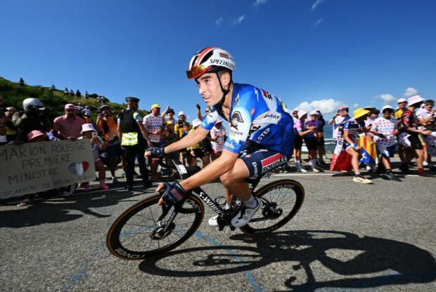 PLATEAU DE BEILLE FRANCE JULY 14 Mikel Landa of Spain and Team Soudal QuickStep competes during the 111th Tour de France 2024 Stage 15 a 1977km stage from Loudenvielle to Plateau de Beille 1782m UCIWT on July 14 2024 in Plateau de Beille France Photo by Tim de WaeleGetty Images