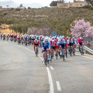Clay Davies on front of peloton