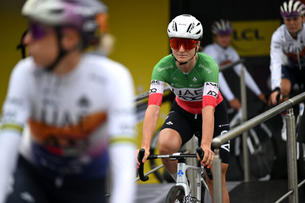 Elisa Longo Borghini of Italy and UAE Team ADQ prior to the 4th Tour de France Femmes 2025 before Stage 2