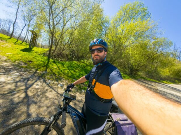 Cycliste vélo selfie