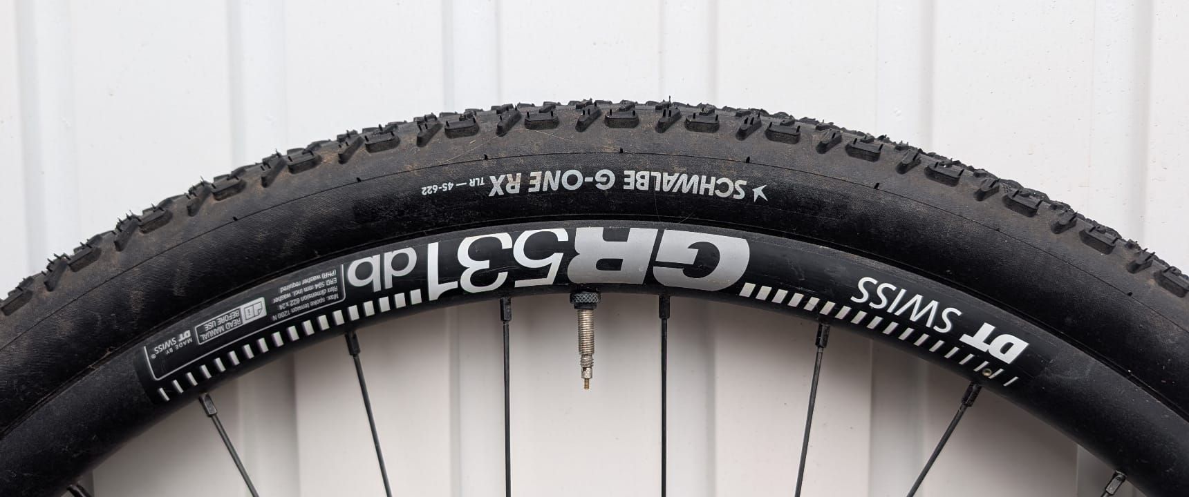 Schwalbe G-One RX tyre mounted on DT Swiss GR531 rims