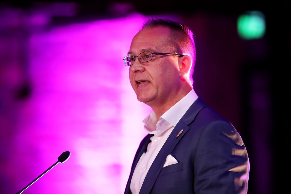 on Dutton, RLWC2021 Chief Executive speaks during the Rugby League World Cup 2021 Tournament Launch events at the Science and Industry Museum on October 10, 2022