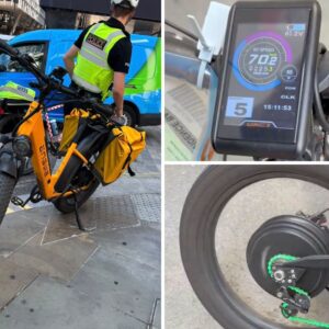 A collage of non-compliant e-bikes seized by the police