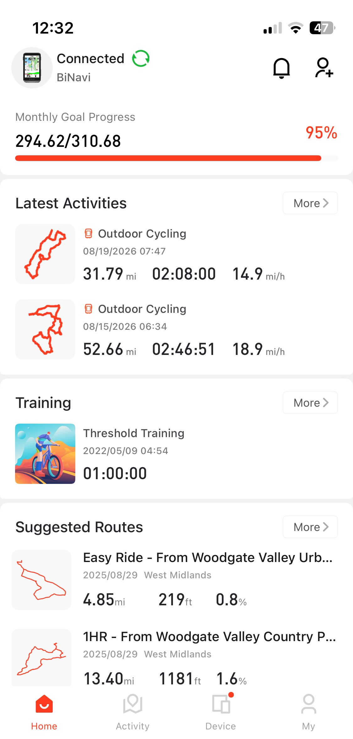 Captures d'écran de l'application iGPSPORT
