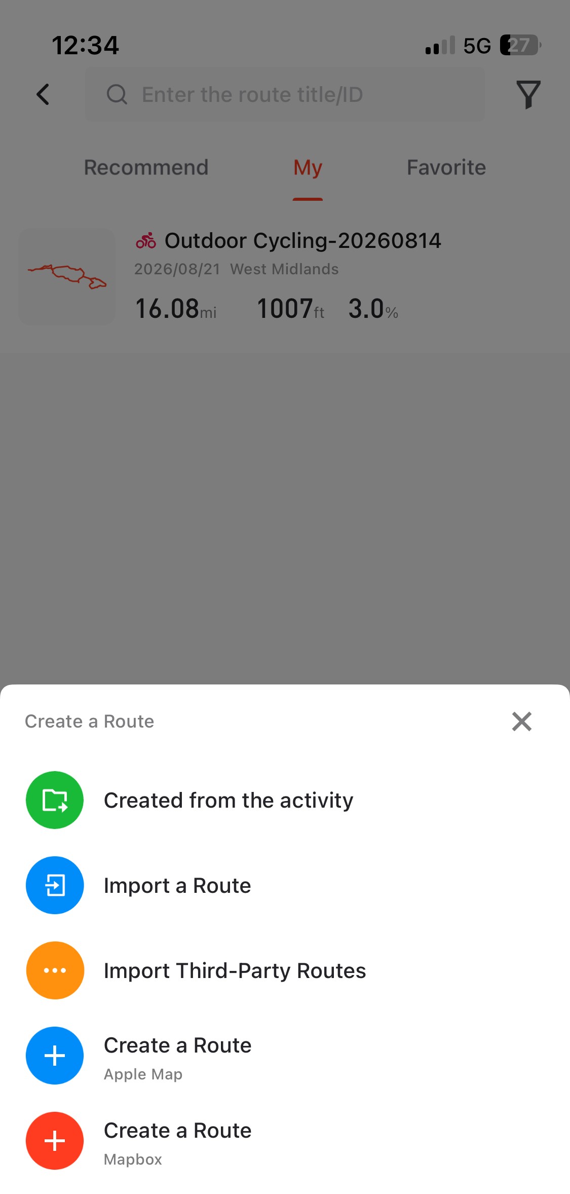 Captures d'écran de l'application igpsport